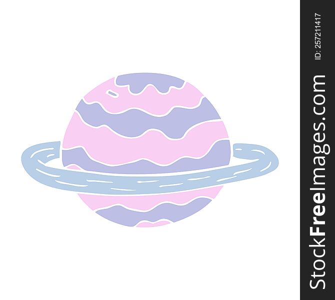 Flat Color Illustration Of A Cartoon Alien Planet