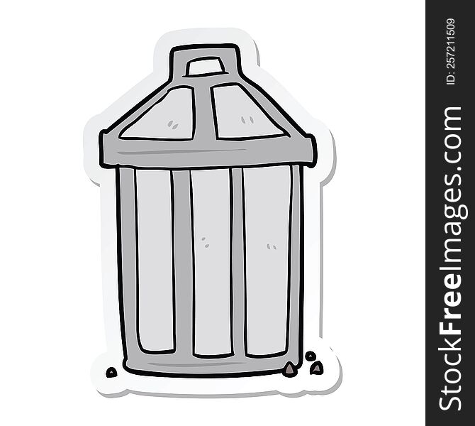 sticker of a cartoon garbage can