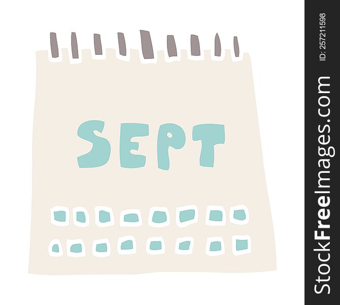 cartoon doodle calendar showing month of september