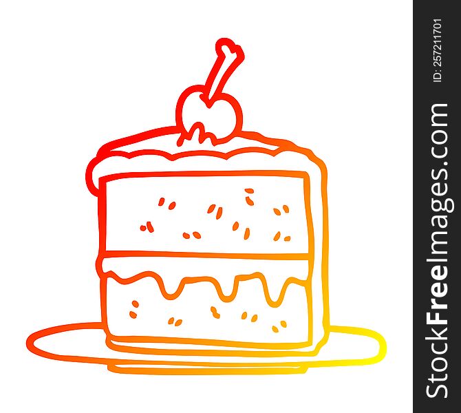 warm gradient line drawing of a cartoon chocolate cake