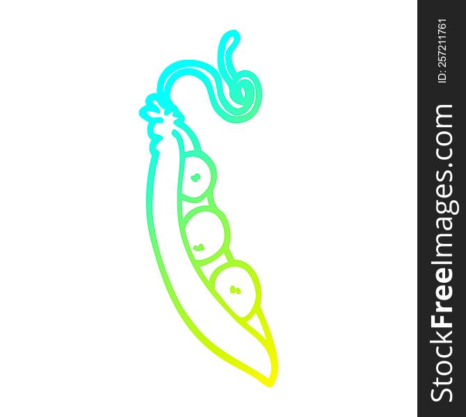 cold gradient line drawing of a cartoon peas in pod