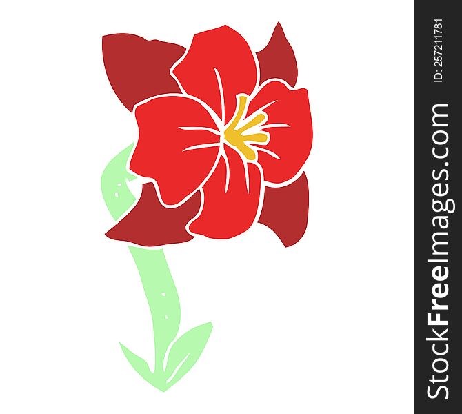 Flat Color Illustration Of A Cartoon Flower