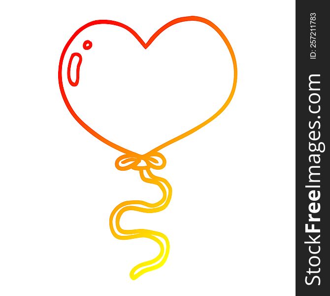 Warm Gradient Line Drawing Cartoon Love Heart Balloon