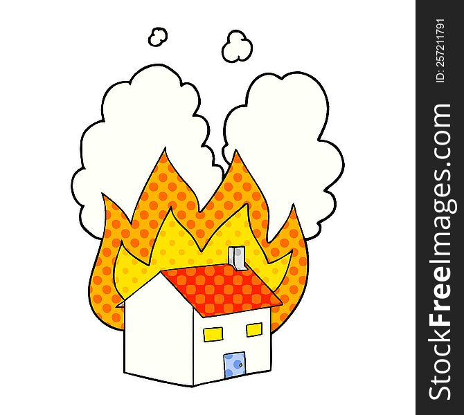 cartoon burning house. cartoon burning house