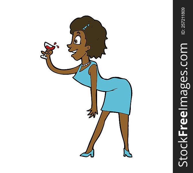 Cartoon Woman With Drink