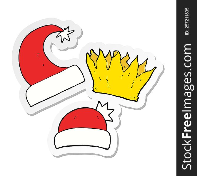 Sticker Of A Cartoon Christmas Hats