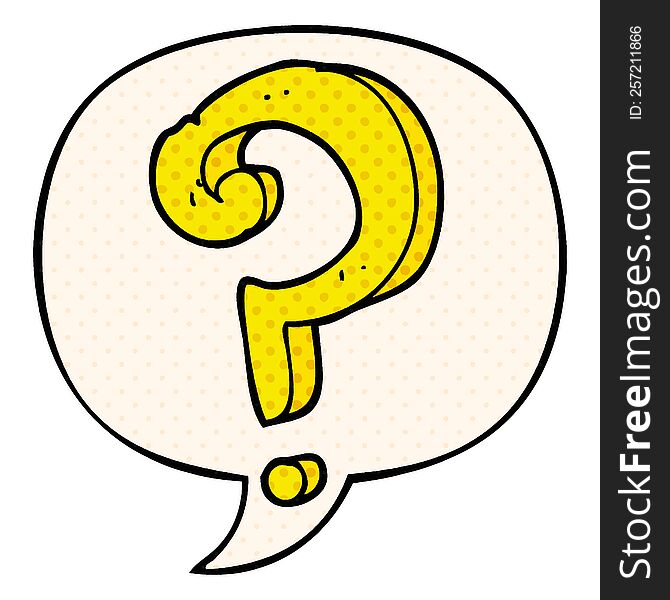cartoon question mark with speech bubble in comic book style