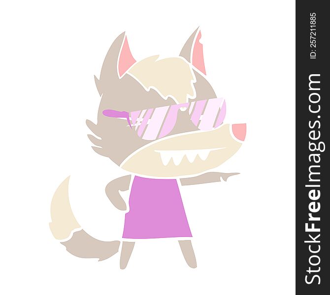 Cool Flat Color Style Cartoon Wolf Girl