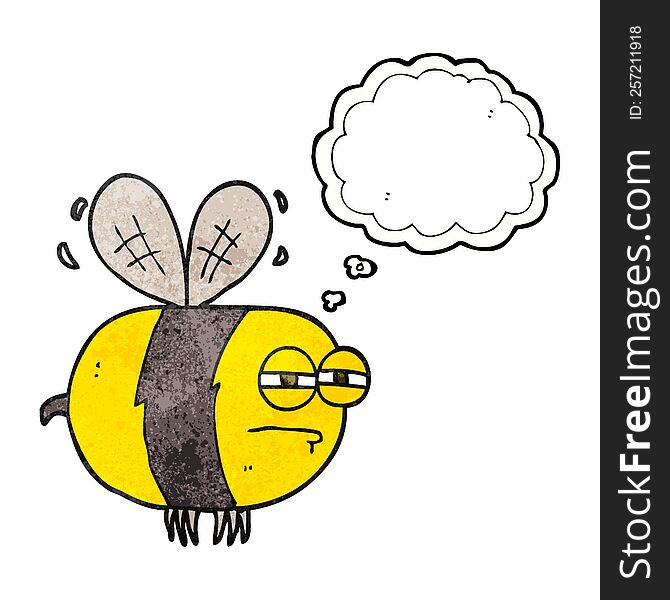 Thought Bubble Textured Cartoon Unhappy Bee