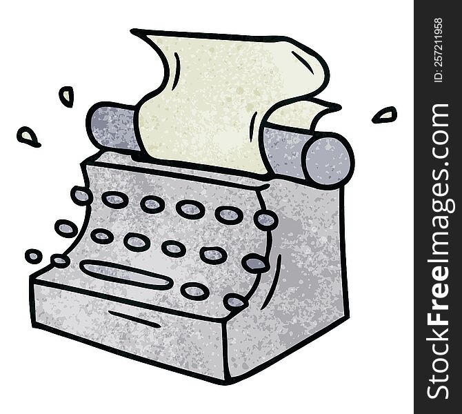 hand drawn textured cartoon doodle of old school typewriter