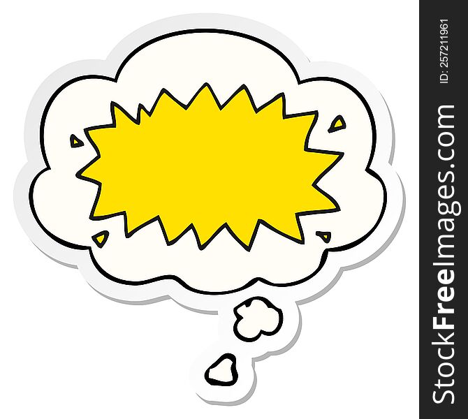 cartoon explosion symbol with thought bubble as a printed sticker