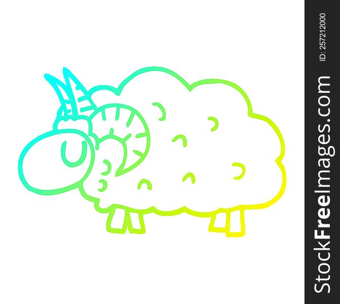 Cold Gradient Line Drawing Cartoon Black Sheep