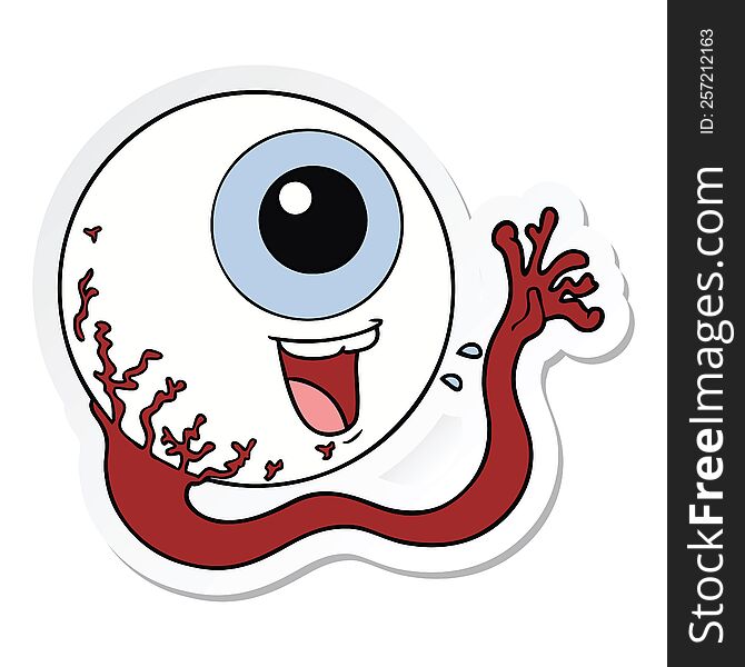 Sticker Of A Cartoon Eyeball Laughing