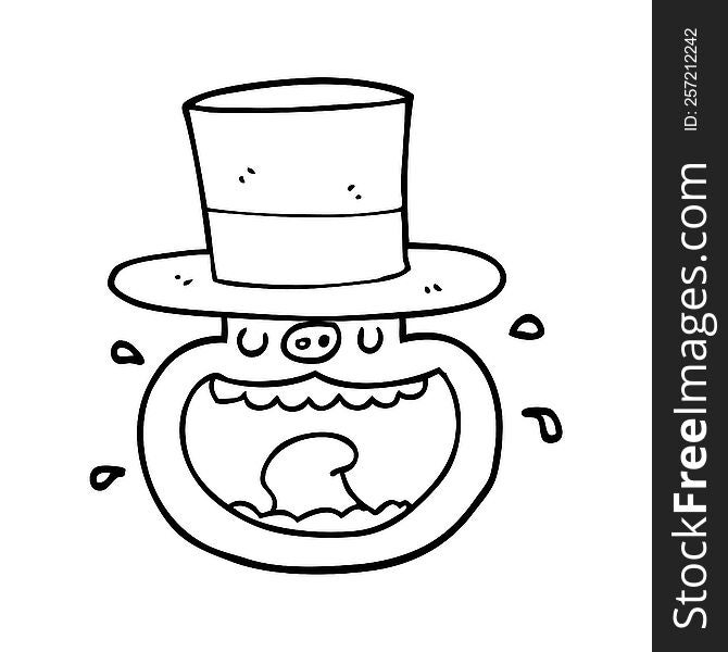 Cartoon Pig Wearing Top Hat