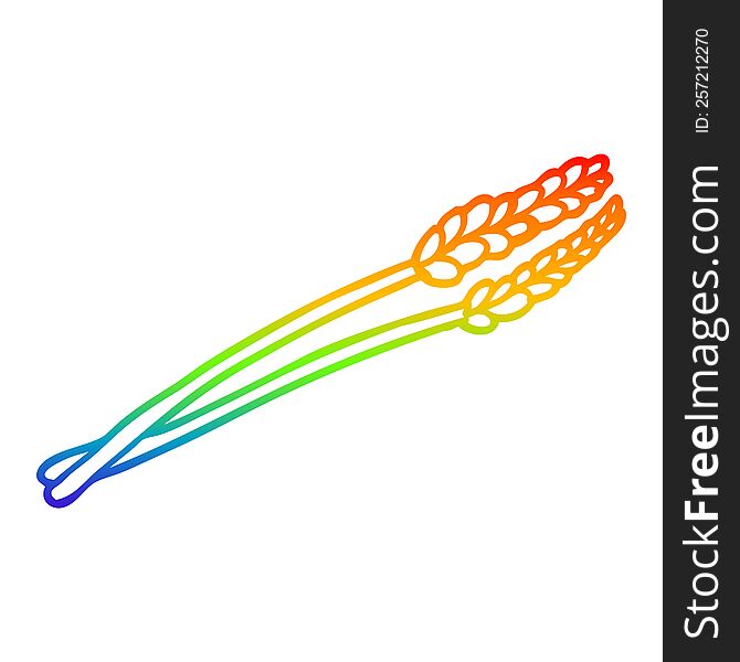 Rainbow Gradient Line Drawing Cartoon Wheat