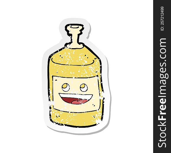 retro distressed sticker of a cartoon juice bottle