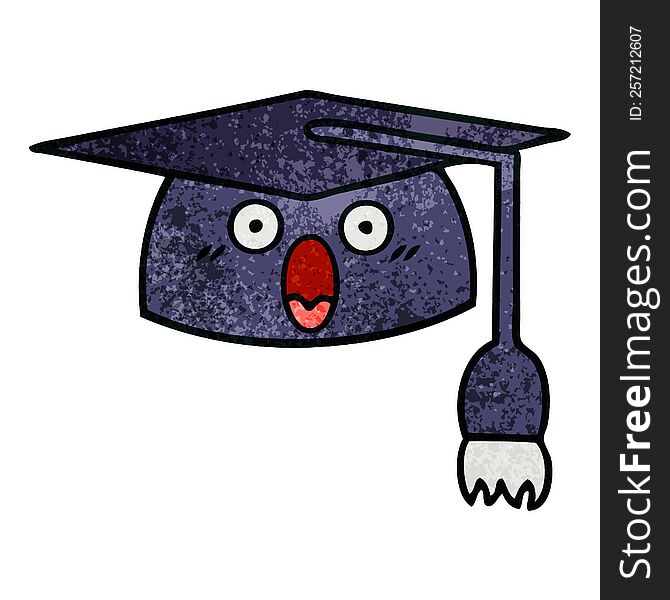 Retro Grunge Texture Cartoon Graduation Hat