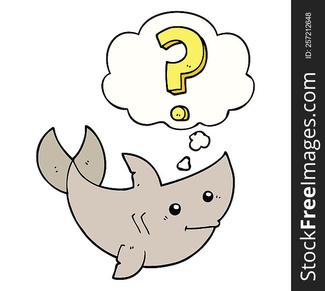 Cartoon Shark Asking Question And Thought Bubble