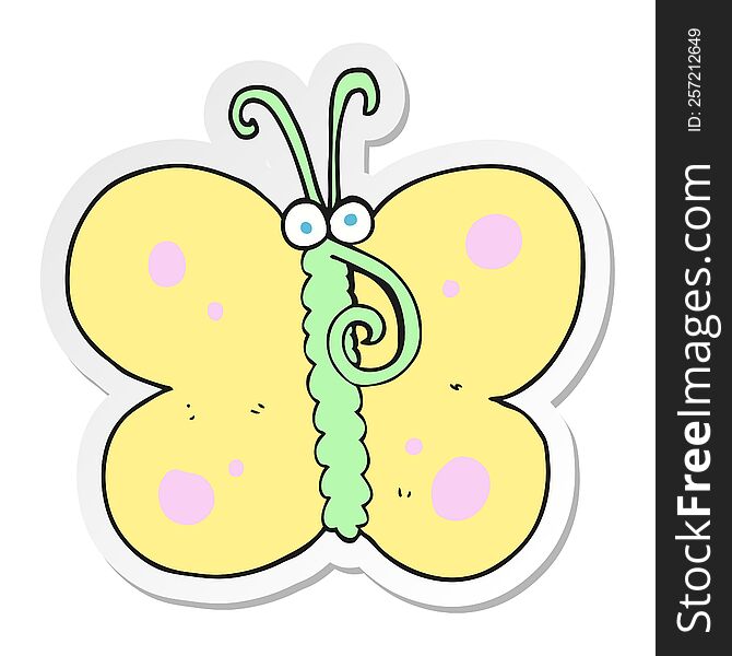 Sticker Of A Cartoon Butterfly