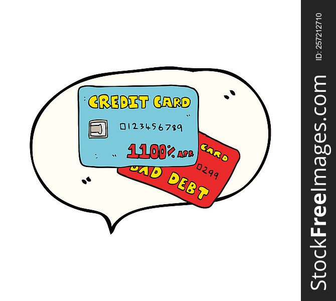 freehand drawn speech bubble cartoon credit cards