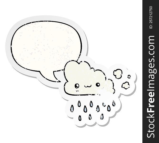 cartoon storm cloud and speech bubble distressed sticker