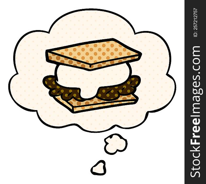 Smore Cartoon And Thought Bubble In Comic Book Style