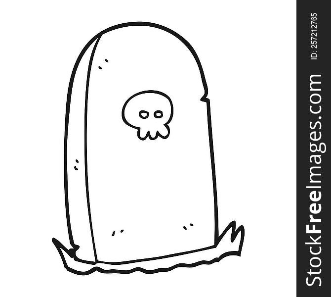 freehand drawn black and white cartoon grave