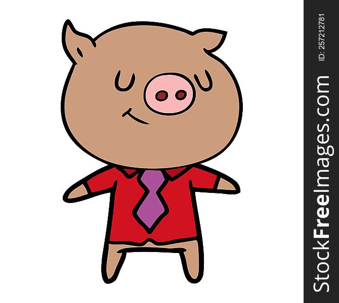 happy cartoon smart pig. happy cartoon smart pig