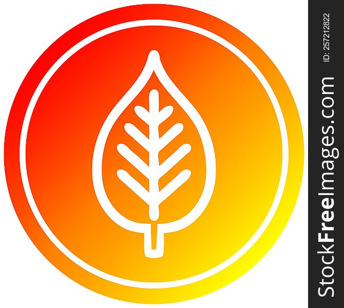 natural leaf circular icon with warm gradient finish. natural leaf circular icon with warm gradient finish