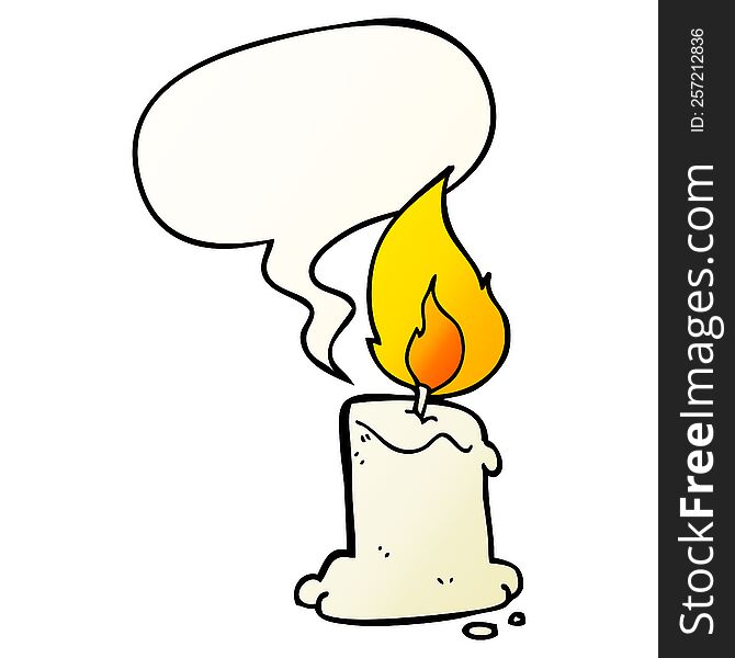 cartoon candle with speech bubble in smooth gradient style