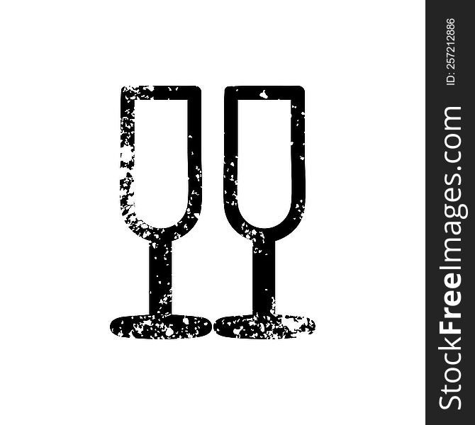 champagne glasses distressed icon symbol
