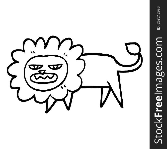 black and white cartoon angry lion
