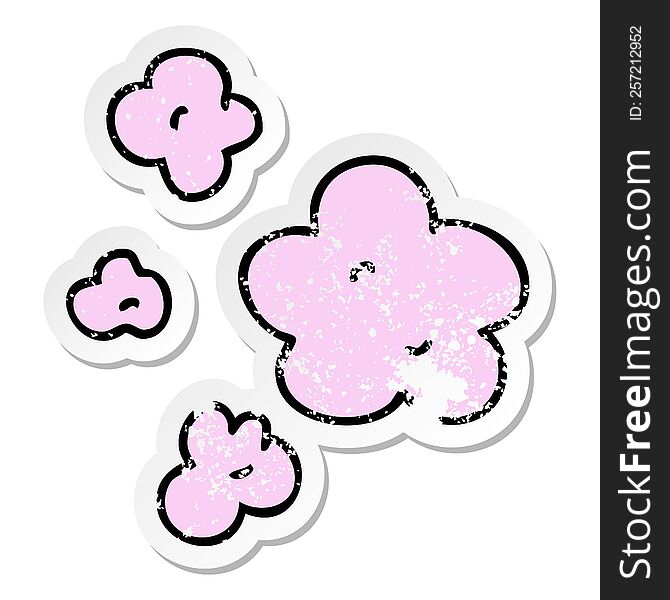 Distressed Sticker Of A Quirky Hand Drawn Cartoon Clouds