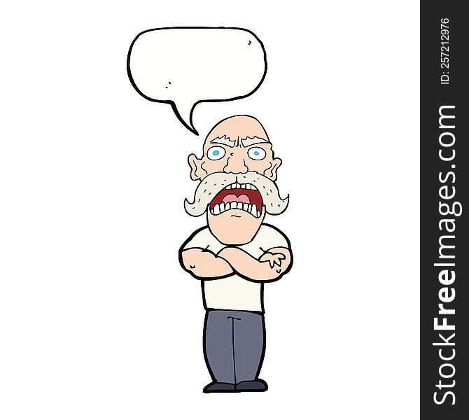 Cartoon Angry Man With Speech Bubble