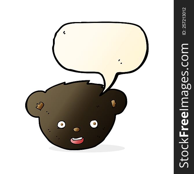 cartoon black bear face with speech bubble
