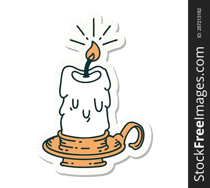 Sticker Of Tattoo Style Spooky Melting Candle