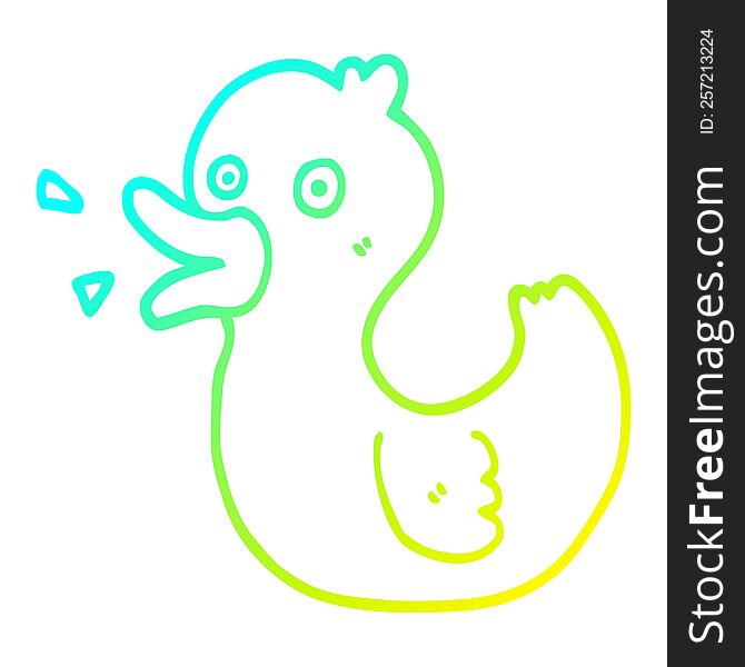Cold Gradient Line Drawing Cartoon Quacking Duck