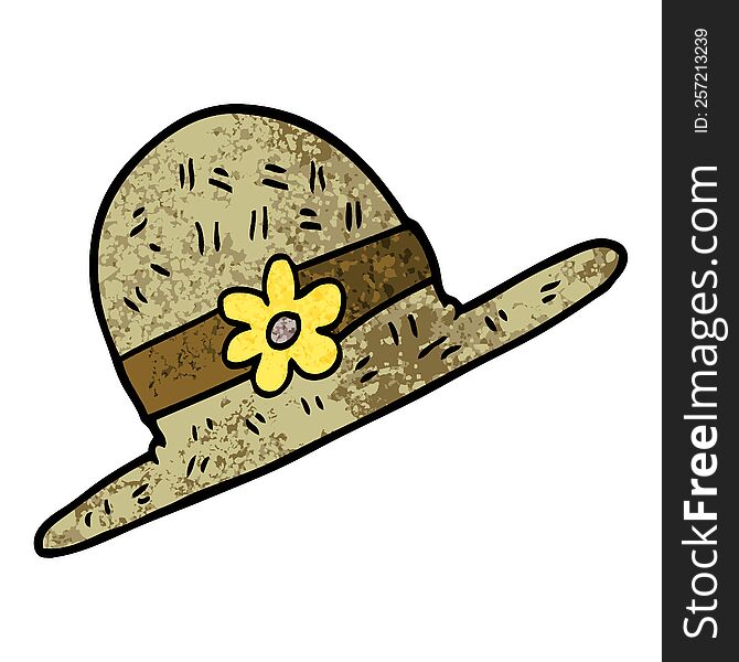 grunge textured illustration cartoon straw hat