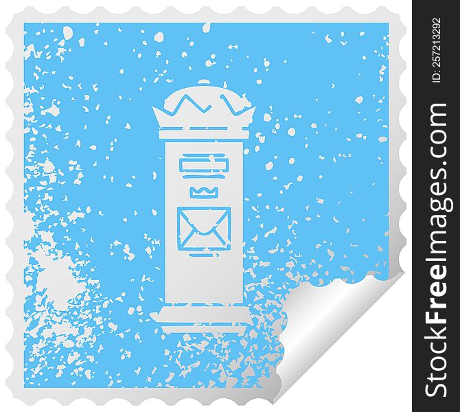 Distressed Square Peeling Sticker Symbol British Post Box