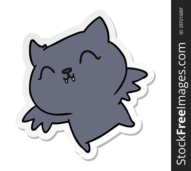 Sticker Cartoon Of Cute Kawaii Bat