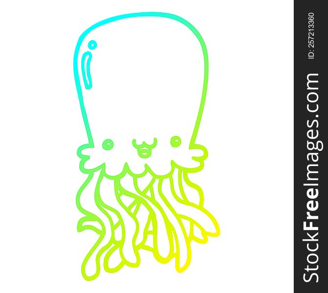 cold gradient line drawing of a cartoon octopus