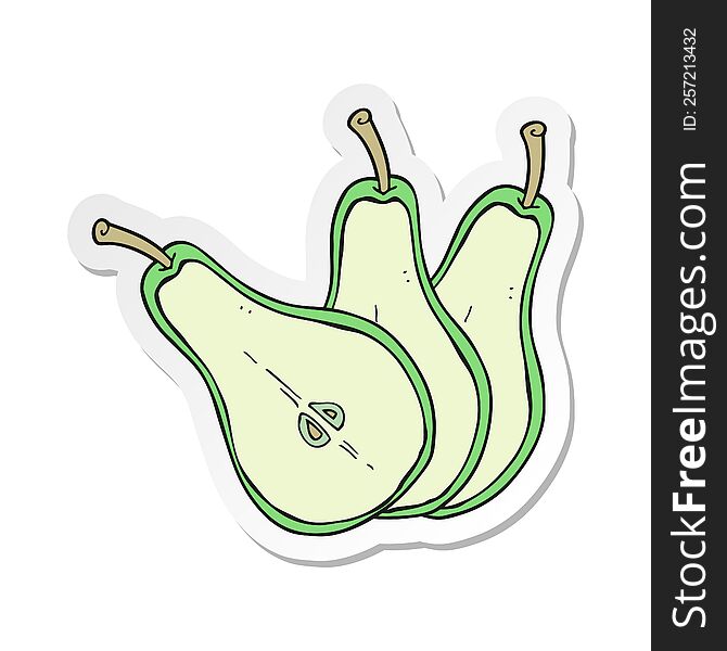 Sticker Of A Cartoon Sliced Pear