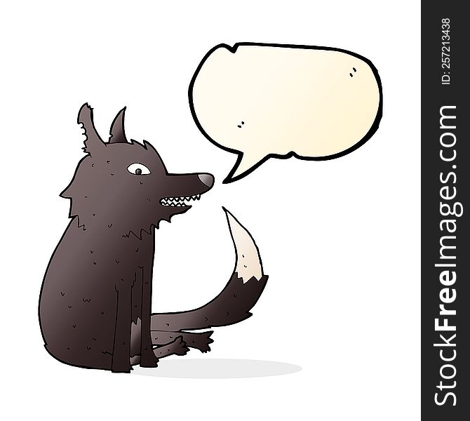 Cartoon Wolf Sitting With Speech Bubble