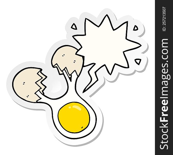 Cartoon Cracked Egg And Speech Bubble Sticker