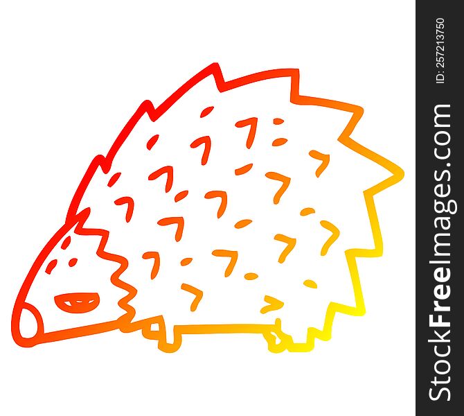 warm gradient line drawing of a cartoon angry hedgehog