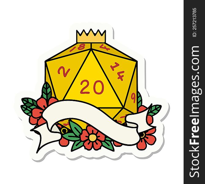Natural Twenty D20 Dice Roll Sticker