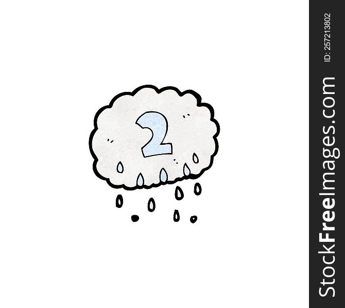 Cartoon Raincloud With Number Two