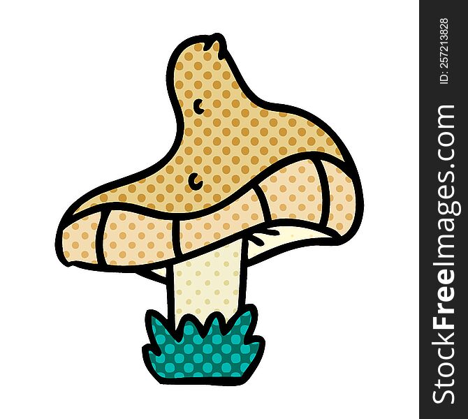 Cartoon Doodle Of A Single Mushroom