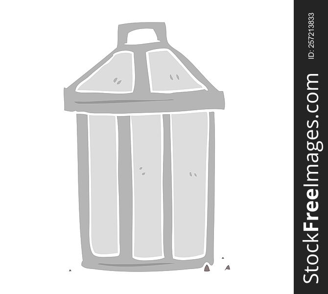 Flat Color Style Cartoon Old Metal Garbage Can