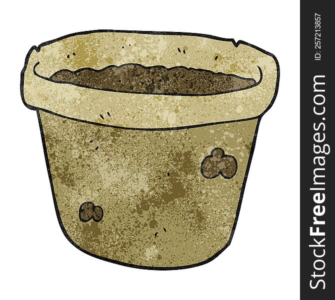 freehand textured cartoon pot of earth